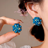 Silver Post Zircon Diamond Flower Stud Earrings - elegant Flower Stud Earrings