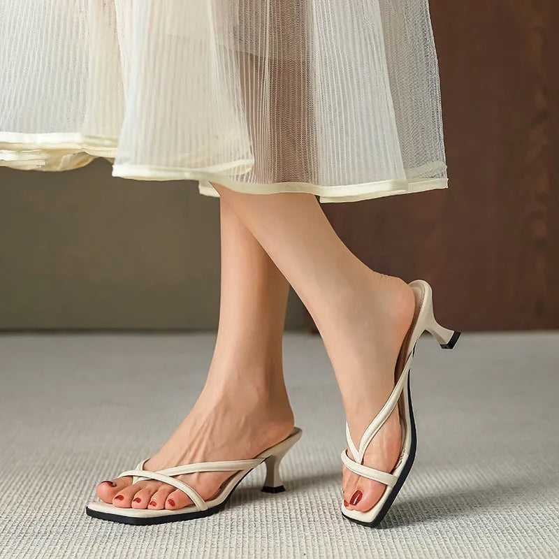 Square Toe Thong High Heel Sandals - high quality Thong High Heel Sandals