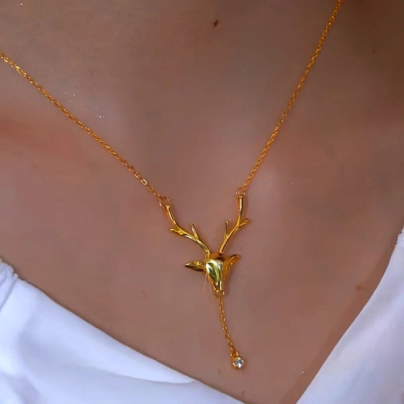 Sterling Silver 18K Gold-Plated Elk Chain Necklace - beautiful Elk Chain Necklace