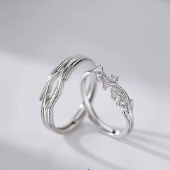Sterling Silver Adjustable Couple Rings worn on the hand to show its beautiful fit and design