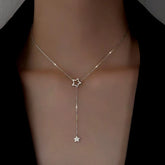 Sterling Silver Adjustable Star Tassel Necklace - beautiful Star Tassel Necklace