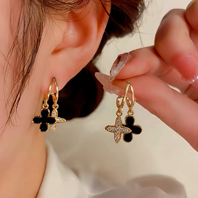 Sterling Silver Agate Four-Leaf Clover Earrings - elegant Clover Earrings