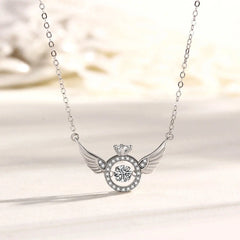 Close-up of the pendant and clasp on the Angel Wings Necklace