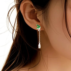 Sterling Silver Bamboo Shoots Tassel Earrings - elegant Bamboo Tassel Earrings
