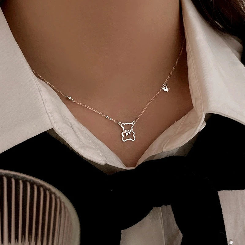 Sterling Silver Bear Necklaces - beautiful Dainty Bear Necklace