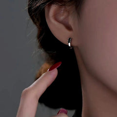 Sterling Silver Black Cube Hoop Earrings - elegant Black Cube Hoops