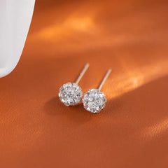 Close-up detail of the sparkling zircons and plating on the Diamond Ball Studs
