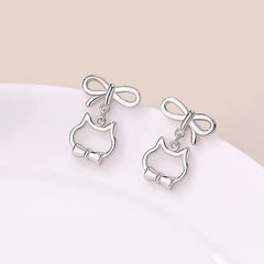 Close-up detail of the sparkling zircons and plating on the Cat Earrings