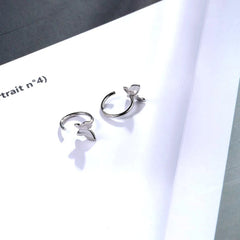 Angled view of the Sterling Silver Butterfly Ear Hooks
