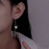 Sterling Silver Butterfly Threader Earrings - elegant Butterfly Threader Earrings
