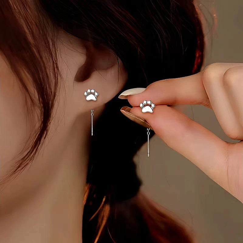 Sterling Silver Cat Claw Threader Earrings - elegant Cat Claw Threaders