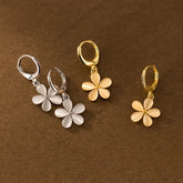 Sterling Silver Cat's Eye Stone Flower Earrings - elegant Stone Flower Earrings