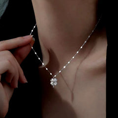 Sterling Silver Cat's Eye Stone Flower Necklace - beautiful Stone Flower Necklace