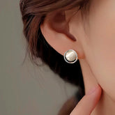 Sterling Silver Cat's Eye Stud Earrings - elegant Cat's Eye Studs
