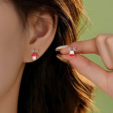 Sterling Silver Christmas Deer Bell Earrings - elegant Christmas Deer Earrings