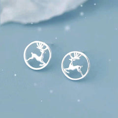 Close-up detail of the sparkling zircons and plating on the Deer Stud Earrings