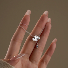Detailed view of the Sterling Silver Cloud Water Drop Necklace chain and pendant