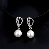Sterling Silver Clown Pattern Pearl Earrings - elegant Pearl Earrings