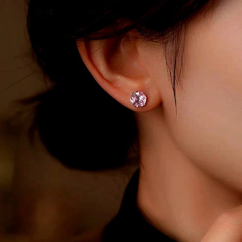 Close-up detail of the sparkling zircons and plating on the Diamond Studs