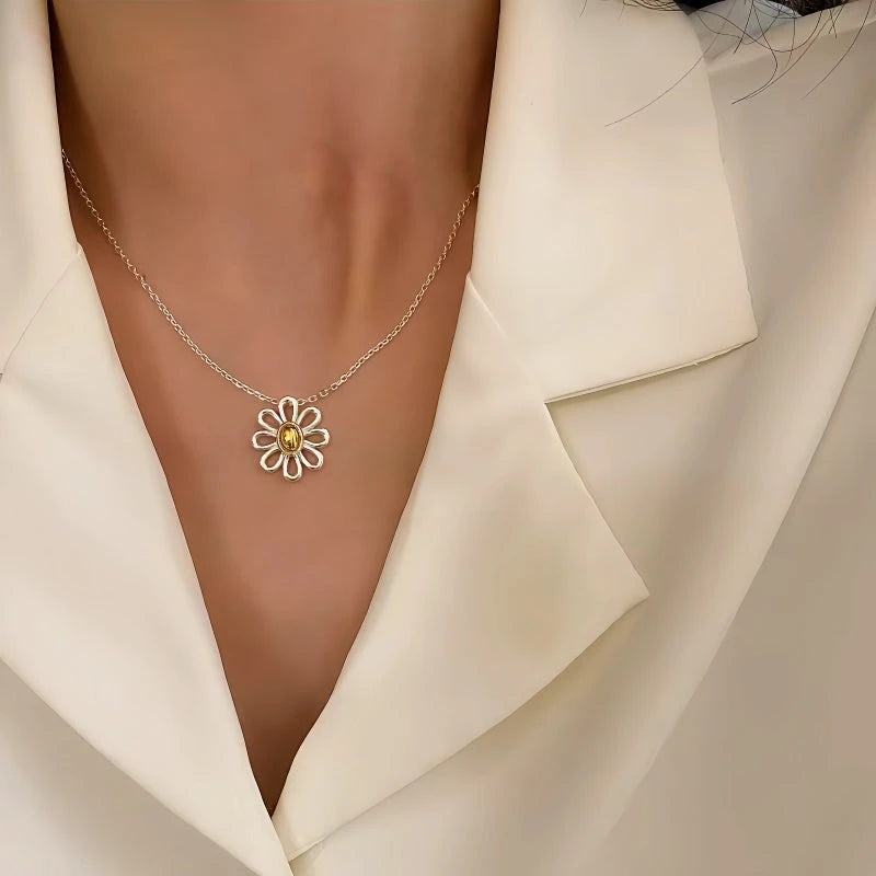 Close-up of the pendant and clasp on the Daisy Necklace
