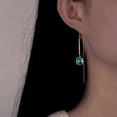 Sterling Silver Crystal Diamond Threader Earrings - elegant Crystal Threader Earrings