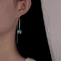 Angled view of the Sterling Silver Crystal Diamond Threader Earrings