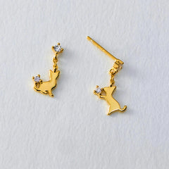 Angled view of the Sterling Silver Cute Kitten Earrings