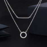 Sterling Silver Diamond-Studded Double-Layer Necklaces - beautiful Butterfly Earrings