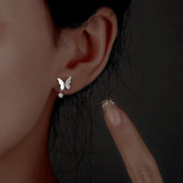 Sterling Silver Diamond Butterfly Earrings - elegant Diamond Butterfly Earrings