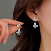 Sterling Silver Diamond Butterfly Earrings - elegant Diamond Butterfly Earrings