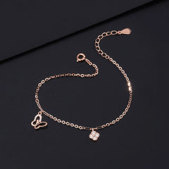 Full view of the elegant Sterling Silver Diamond Four-Leaf Clover Bracelets