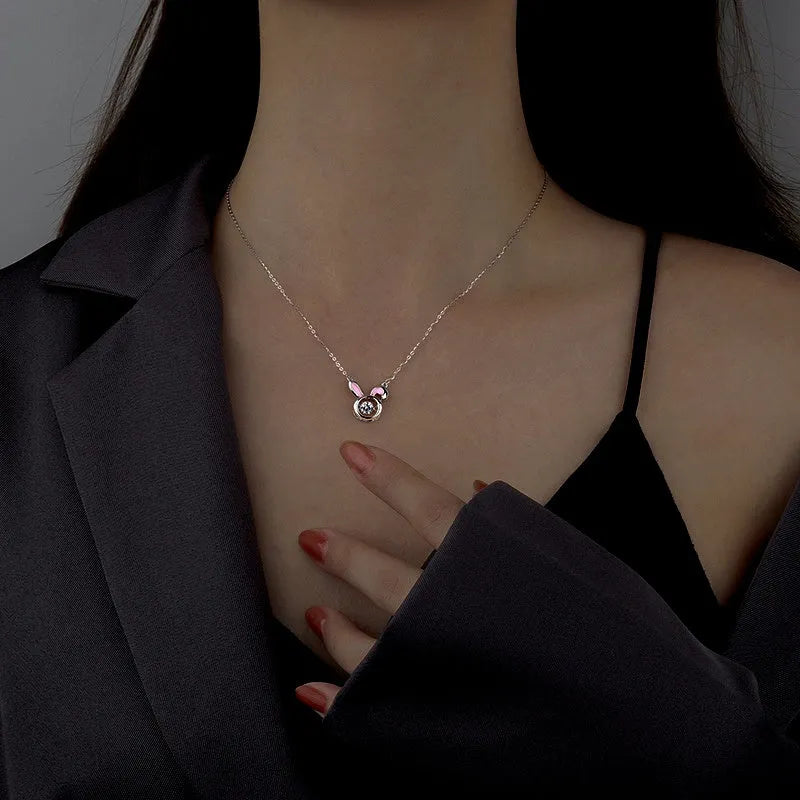 Sterling Silver Diamond Rabbit Necklaces - beautiful Heart Stud Earrings