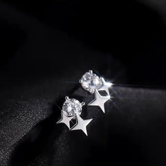 Close-up detail of the sparkling zircons and plating on the C-Shaped Earrings