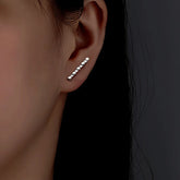Sterling Silver Diamond Stud Earrings - elegant Moon and Star Earrings