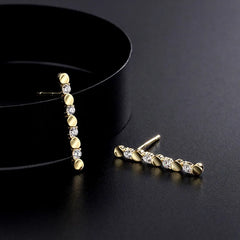 Angled view of the Sterling Silver Diamond Stud Earrings