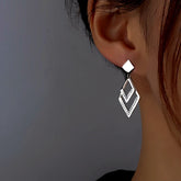 Sterling Silver Diamond Water Drop Earrings - elegant Rabbit Necklace