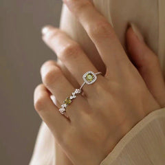 Sterling Silver Diamonds And Olive Green Zircon Rings - stunning Snake Earrings