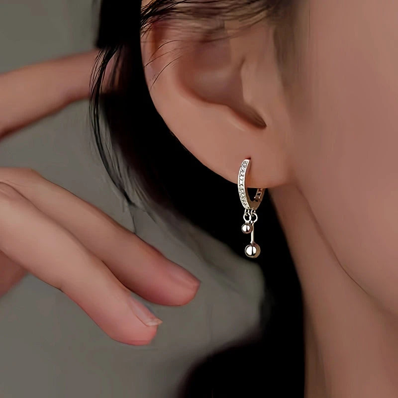 Sterling Silver Double Ball Earrings - elegant Tassel Earrings