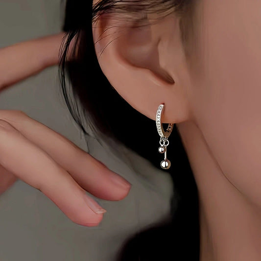 Sterling Silver Double Ball Earrings - elegant Tassel Earrings