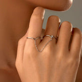 Sterling Silver Double Chain Combination Ring - stunning Water Drop Earrings