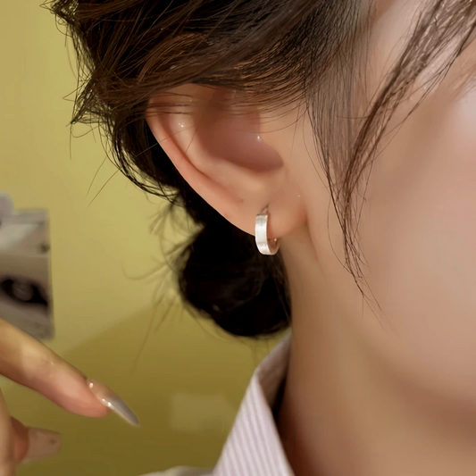 Sterling Silver Elegant Brushed Hoop Earrings - elegant Double Hoop Earrings