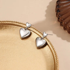 Sterling Silver Elegant Double-Heart Earrings - elegant Angel Wing Crawlers