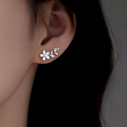 Sterling Silver Elegant Flower Stud Earrings - elegant Broken Heart Necklace