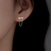 Sterling Silver Elegant Heart Chain Tassel Earrings - elegant Butterfly Earrings