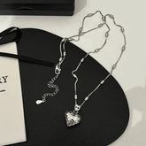 Sterling Silver Elegant Heart Necklace - beautiful Chain Tassel Earrings