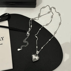 Sterling Silver Elegant Heart Necklace - beautiful Chain Tassel Earrings