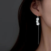 Sterling Silver Elegant Multi-Disc Threader Earrings - elegant Heart Tassel Earrings