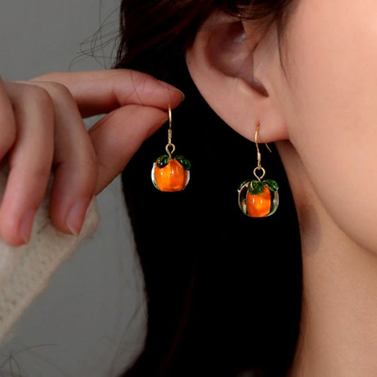 Sterling Silver Elegant Persimmon Ruyi Ear Hook Earrings - elegant Heart Pearl Earrings