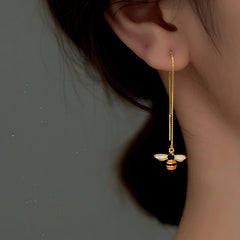 Close-up detail of the sparkling zircons and plating on the Flower Threader Earrings