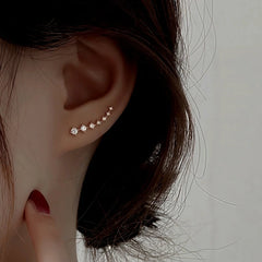 Sterling Silver Elegant Zircon Diamond Crawler Earrings - elegant Zircon Crawler Earrings